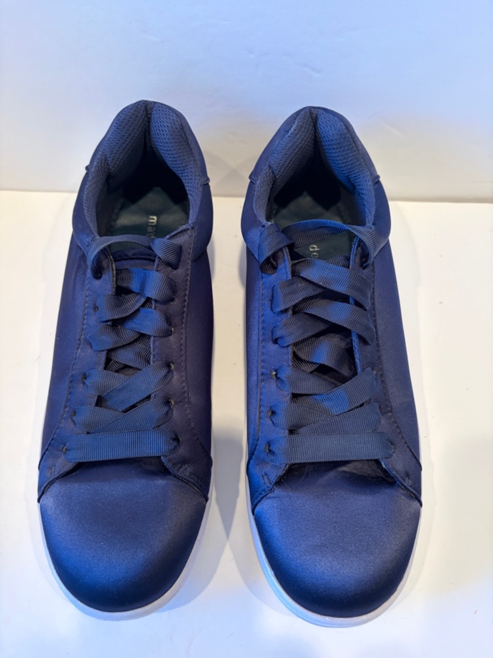 Madden Girl Navy Satin Low-Top Sneakers